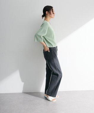 Green Parks ・ＥＬＥＮＣＡＲＥ　ＤＵＥ　ロゴ刺繍６分袖ニット Green