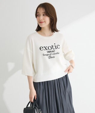 Green Parks ・ＥＬＥＮＣＡＲＥ　ＤＵＥ　ロゴ刺繍６分袖ニット Green