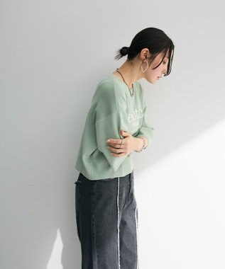 Green Parks ・ＥＬＥＮＣＡＲＥ　ＤＵＥ　ロゴ刺繍６分袖ニット Green