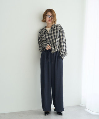 YECCA VECCA ビンテージサテンイージーワイドパンツ Navy