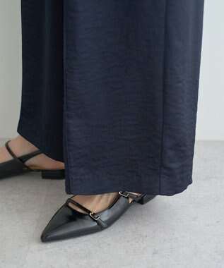 YECCA VECCA ビンテージサテンイージーワイドパンツ Navy