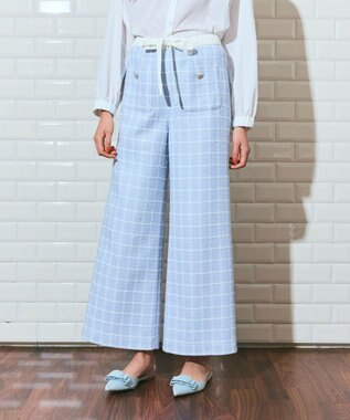 GRACE CONTINENTAL ツイードイージーパンツ ブルー