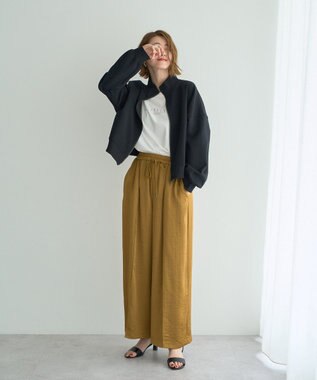 YECCA VECCA ビンテージサテンイージーワイドパンツ Camel