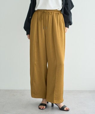 YECCA VECCA ビンテージサテンイージーワイドパンツ Camel