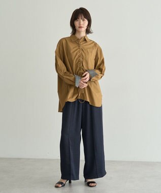 YECCA VECCA ビンテージサテンイージーワイドパンツ Navy