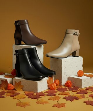 Pointer 本革スエードコンビショートブーツ グレージュ(コンビ)