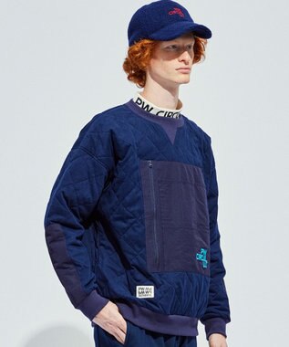 PW CIRCULUS 【裏地付き/防寒】【MEN】キルティングスエットプルオーバー ネイビー系