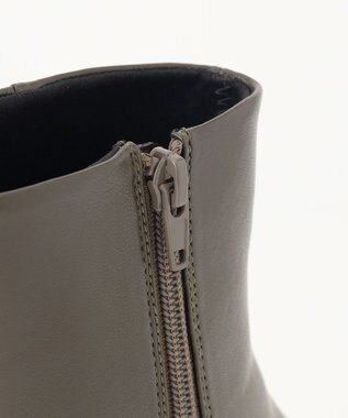 組曲 【23.5cm~24cm】パールヒールミドルブーツ カーキ系