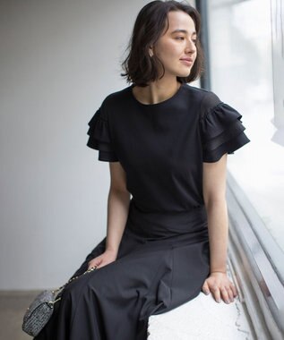 組曲 コットンポンチシア－スリーブ ブラウス ブラック系