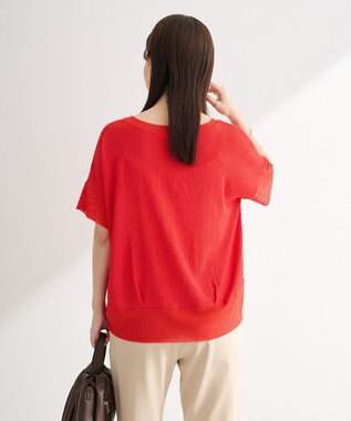 Green Parks シアーリブ切替楊柳プルオーバー Red