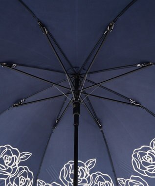 MOONBAT LANVIN COLLECTION 長傘 ローズ サテンプリント ジャンプ 耐風 ディープブルー