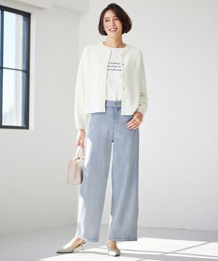 自由区 【洗える】長袖ロゴ Tシャツ アイボリー系