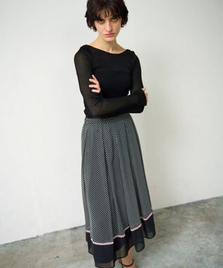 GRACE CONTINENTAL ドットBOXタックスカート ブラック