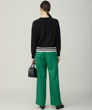 ICB ハイゲージソフトウール ニットプルオーバー ブラック×オフホワイト系