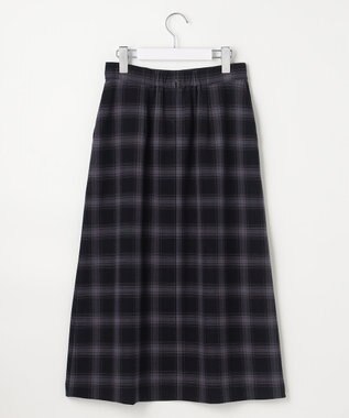 ANY SIS L ビューティサーモ2WAYストレッチチェック スカート ネイビータータン