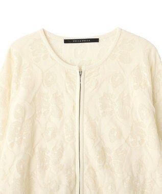 YECCA VECCA フクレジャガードニットブルゾン Ivory