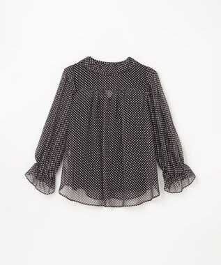 GRACE CONTINENTAL ドットラッフルブラウス ブラック