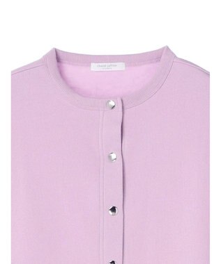 Green Parks 裏起毛ミディ丈ドットボタンカーディガン Purple