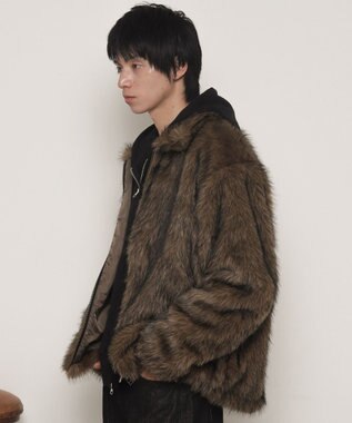 WEGO フェイクファーZIPブルゾン ブラウン