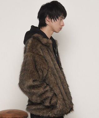 WEGO フェイクファーZIPブルゾン ブラウン