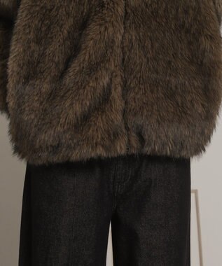 WEGO フェイクファーZIPブルゾン ブラウン