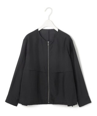 ICB 【接触冷感・速乾・洗える】 リヨセルナイロンワッシャー ノーカラーブルゾン ブラック系