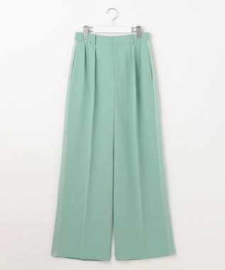 自由区 【SHIHOさんコラボ・洗える】バックサテンジョーゼットワイド パンツ フロスティグリーン
