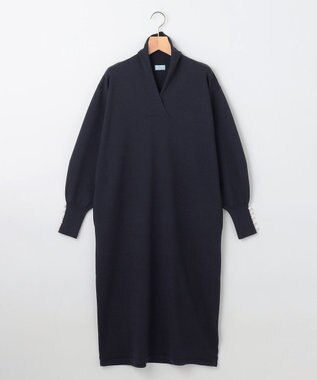 組曲 【WEB限定】Vネックニットワンピース ネイビー系