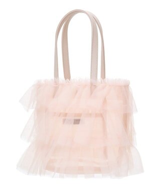 Maison de FLEUR コットンキャンディフリルトートバッグ Pink Beige