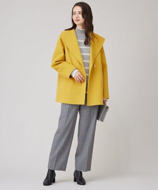 自由区 【洗える】ウォッシャブルウールサキソニーワイド パンツ TOPグレー