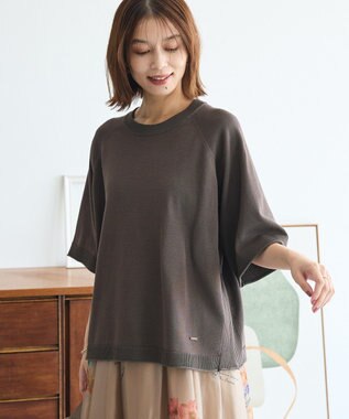 Green Parks トレーナー風ニットプルオーバー Brown