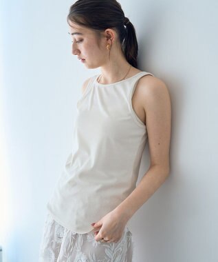 YECCA VECCA 2wayスクエアリブタンクトップ Ivory