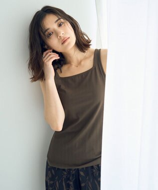 YECCA VECCA 2wayスクエアリブタンクトップ Ivory