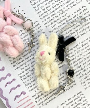 WEGO ミニうさぎビーズストラップキーホルダー オフホワイト