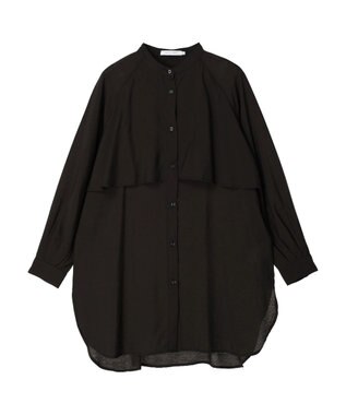 AMERICAN HOLIC バンドカラーフリルシャツチュニック Black