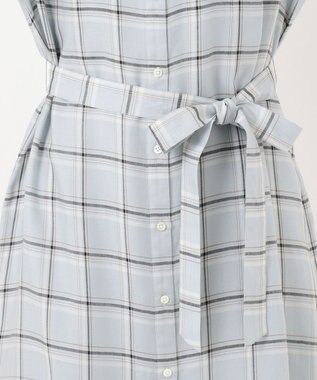 J.PRESS LADIES L 【洗える】セルロース綾チェック ワンピース サックスブルー系3