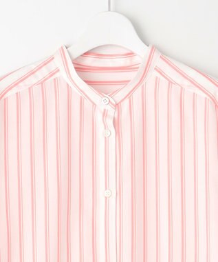 自由区 【洗える】SOMELOSテンセルチュニック シャツ オフ×ピンク