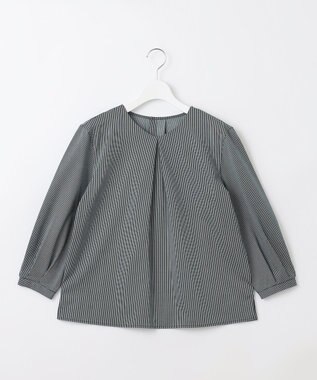 J.PRESS LADIES ストライプジャカード Vネック カットソー グリーン系1