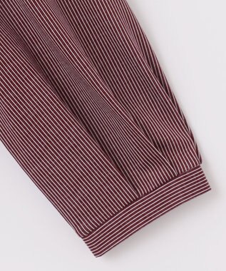 J.PRESS LADIES ストライプジャカード Vネック カットソー ワイン系1