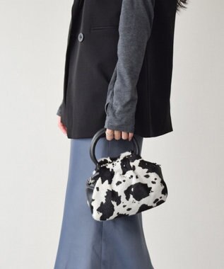 INTER-CHAUSSURES 【ANDREA CARDONE ITALI】異素材コンビハンドバッグ ブラックコンビ