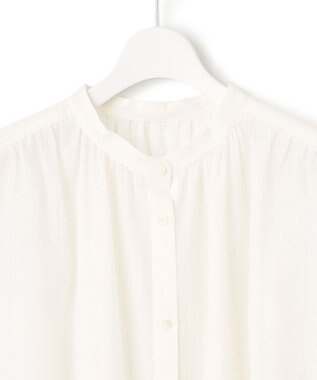 23区 【洗える】シアーストライプ ノースリーブ ブラウス ホワイト系