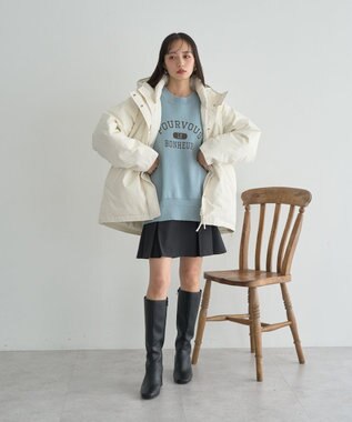 earth music&ecology 【洗濯機洗い可】スウェットライクロゴニットプルオーバー ライトブルー