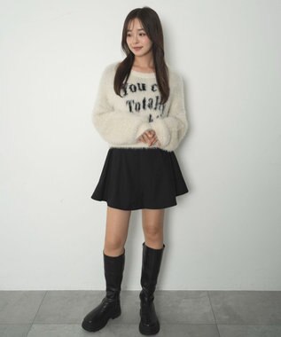 WEGO ハイウエストフレアスカパン ブラック