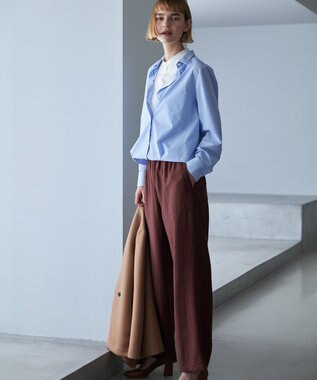 ICB 【人気のため新色追加・接触冷感・洗える】 ワッシャーツイル ワイドストレートパンツ マホガニー系