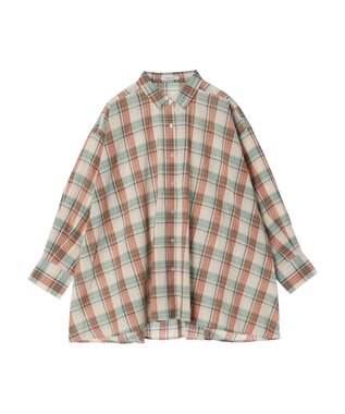 Green Parks チェック柄シャツチュニック Ecru