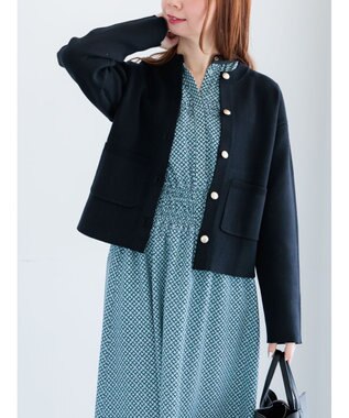 Te chichi ミラノリブポケットクルーカーディガン ブラック