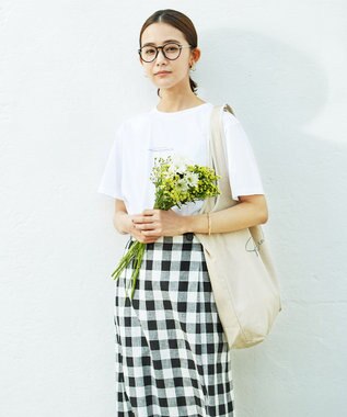 J.PRESS LADIES 【洗える】BEZコットンリネンブロックギンガム スカート ブラック系4