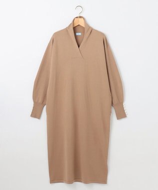 組曲 L 【WEB限定】Vネックニットワンピース キャメルベージュ系