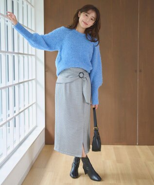 Feroux 【洗える】ブークレー ラグランニット ブルー系