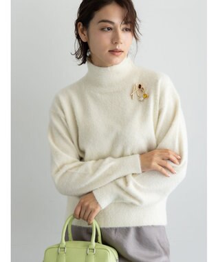 Te chichi 【宮本茉由着用】ハイネックフェザーニット オフホワイト